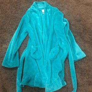 girls teal bath robe
